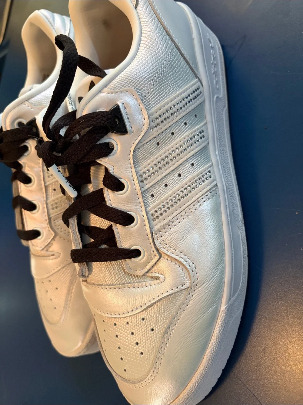 adidas Off-White Leather Sneakers with Black Logo